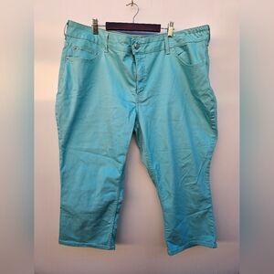 Plus Size Teal Blue Cropped Pants